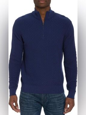 Robert Graham Men's Navy Quarter Zip Knit Sweater